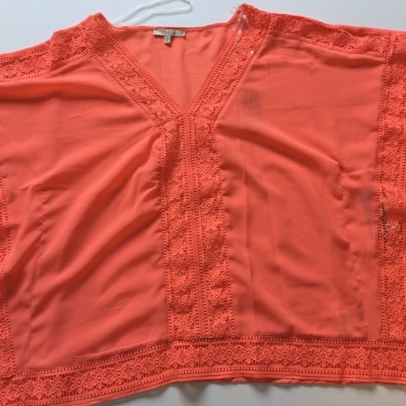 Halo New Coral Oversized Crochet Detail Blouse - Picture 2 of 4
